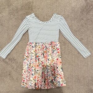 Little Sleepies Blue Striped and Floral Kids Dress